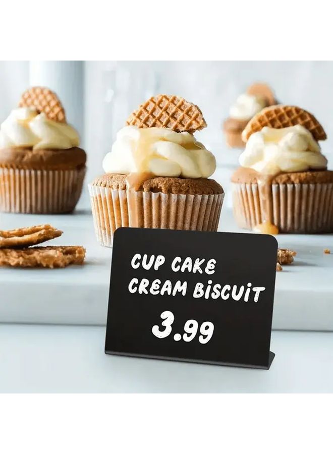 20 قطعة من لافتات السبورة الصغيرة على شكل L قابلة للمسح، وعلامات PVC للسبورة، وعلامات أسعار قابلة للكتابة على سطح الطاولة باللون الأسود - Image 5