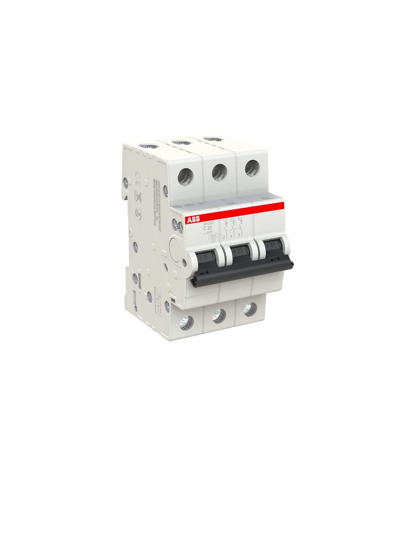 ABB - ABB Three pole Miniature Circuit Breaker 20A TP MCB 6KA TYPE C SH203-C20 2CDS213001R0204 - Image 1