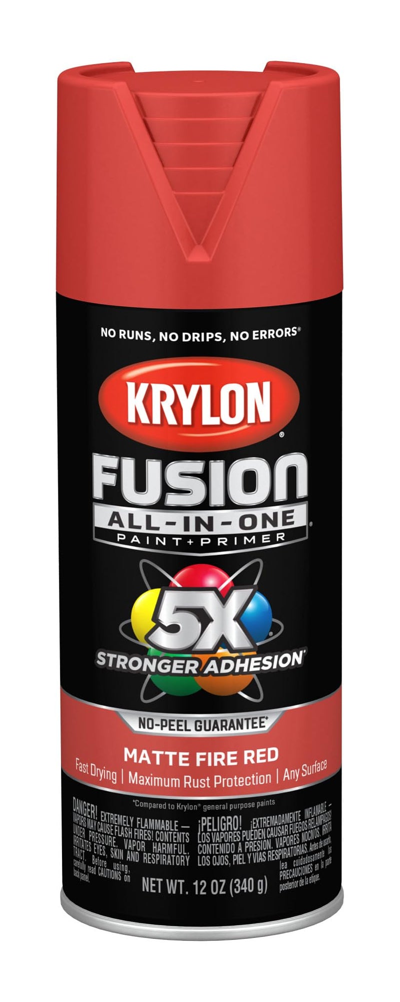 Krylon Fusion All-In-One Adhesive Spray Paint for Indoor/Outdoor Use, 12 oz, Fire Red - Image 1