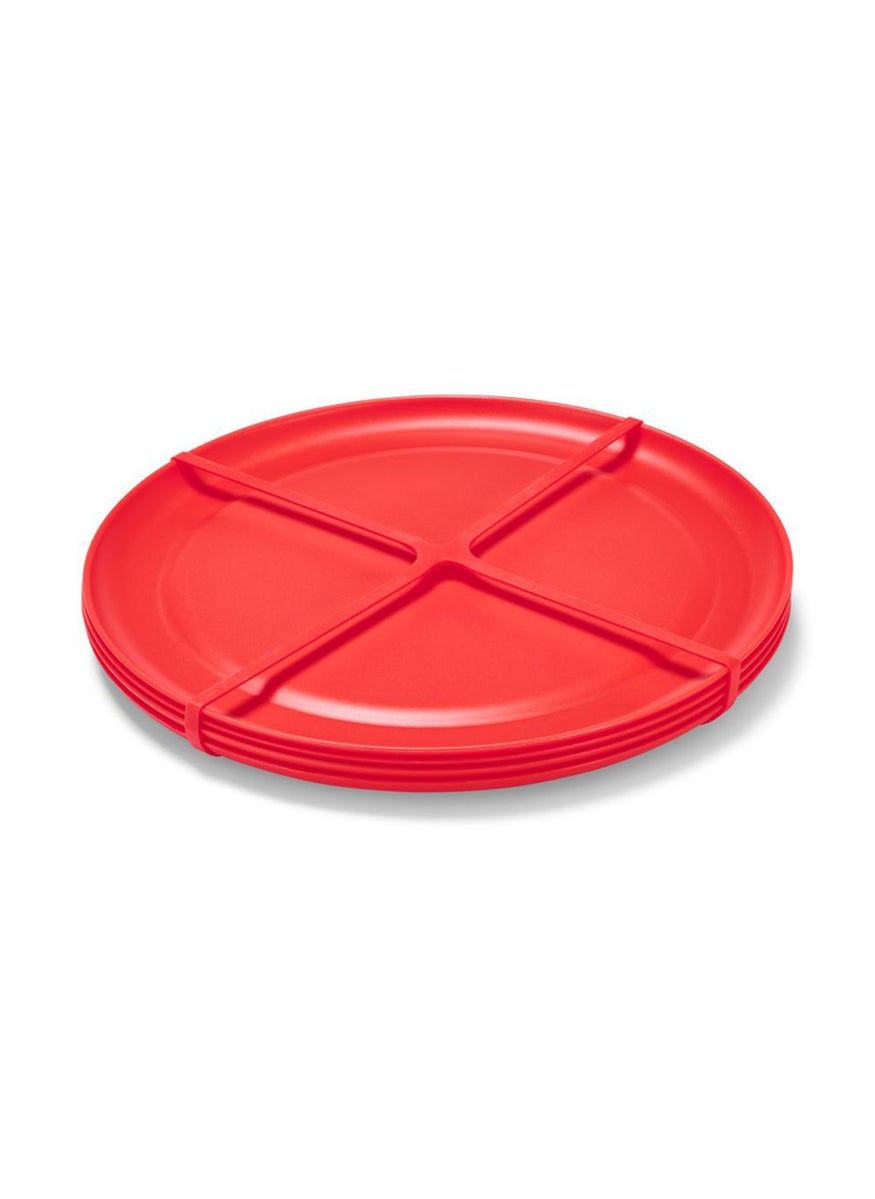 Tchibo 4 Pieces Picnic Plates, Red  - Image 4