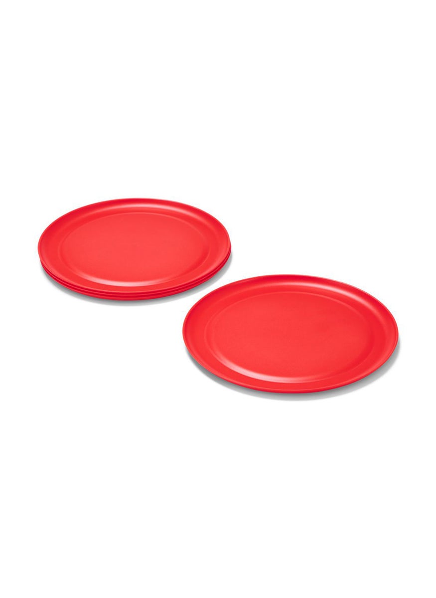 Tchibo 4 Pieces Picnic Plates, Red  - Image 3