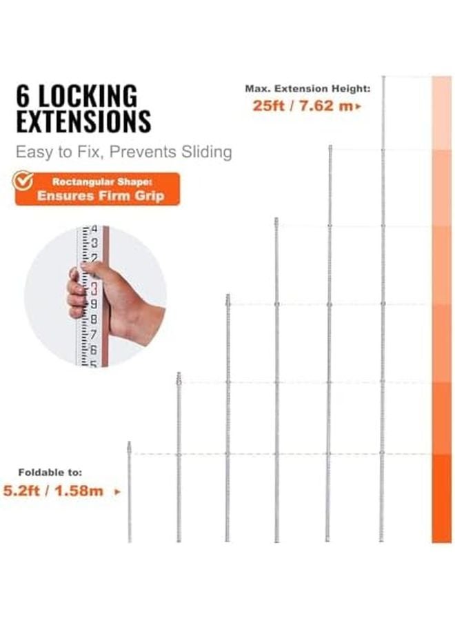 25ft Telescopic Grade Rod 6 Section Aluminum Surveying Leveling Rod with Carrying Bag - Image 4