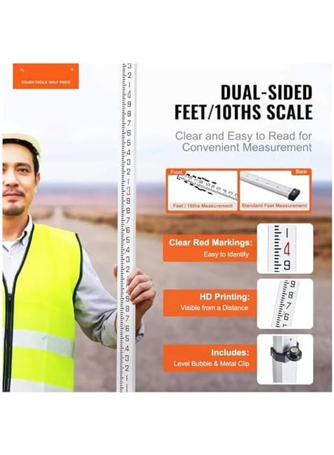 25ft Telescopic Grade Rod 6 Section Aluminum Surveying Leveling Rod with Carrying Bag - Image 3