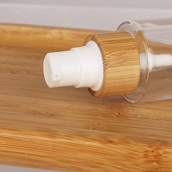 COSIDEA 6 pcs Empty 1oz 30ml bamboo lids clear glass bottle with lotion pump dispenser refillable emulsion cosmetic cream bottles toiletries refill travel container - Image 4