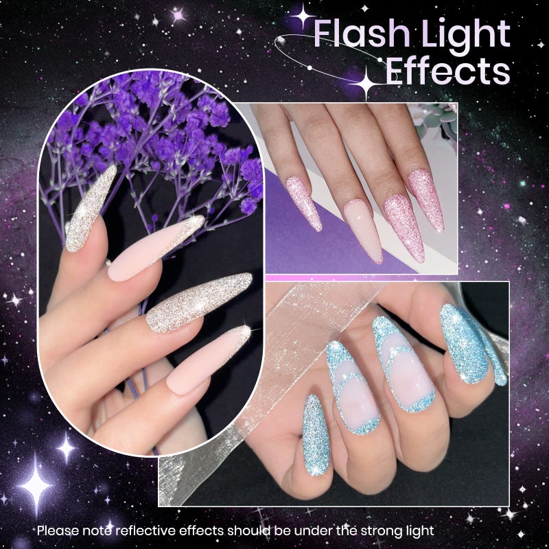 SUPWEE Reflective Gel Polish Set Diamond Glitter Gel Nail Polish Disco Shiny Nail Polish Soak Off UV Gel Manicure Nail Salon Gift Kit 8 Colors 7ml(0.24fl.oz) - Image 5