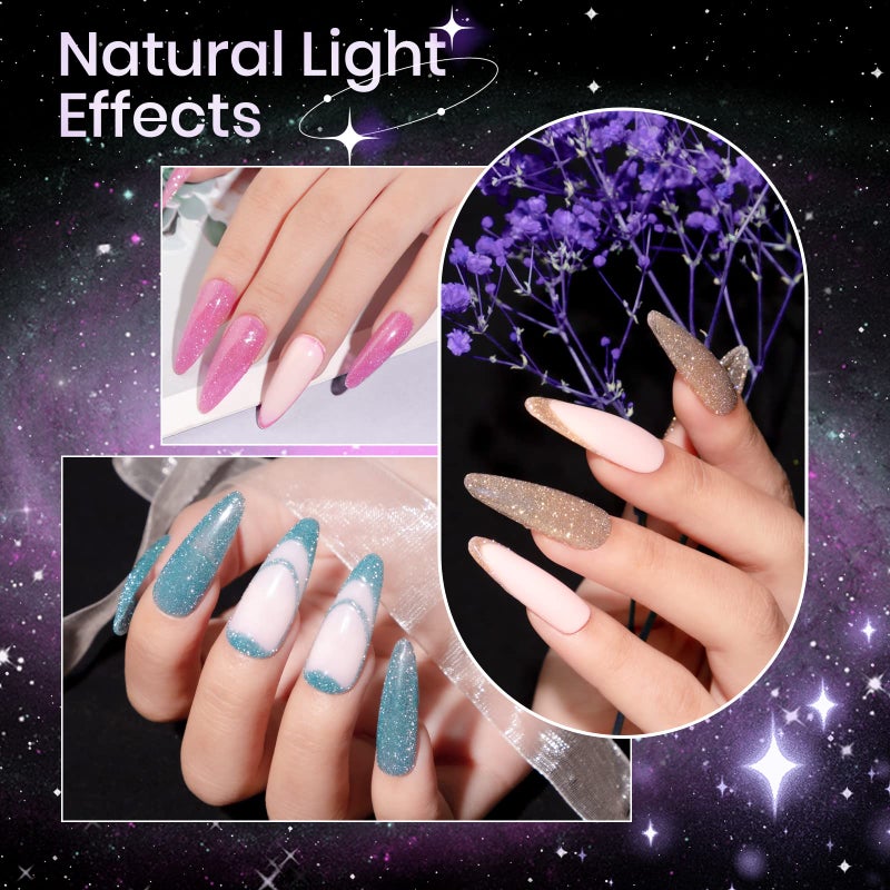 SUPWEE Reflective Gel Polish Set Diamond Glitter Gel Nail Polish Disco Shiny Nail Polish Soak Off UV Gel Manicure Nail Salon Gift Kit 8 Colors 7ml(0.24fl.oz) - Image 4