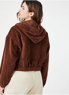 FOREVER 21 Corduroy Cropped Hoodie  - Image 3