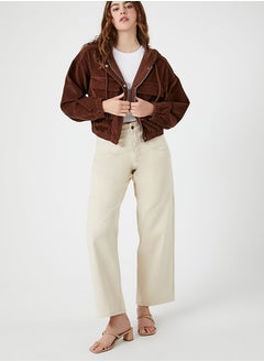 FOREVER 21 Corduroy Cropped Hoodie  - Image 4