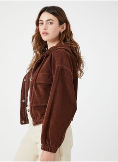 FOREVER 21 Corduroy Cropped Hoodie  - Image 2