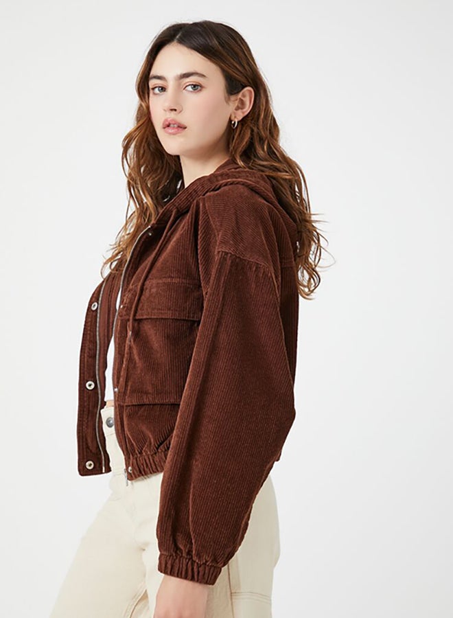 FOREVER 21 Corduroy Cropped Hoodie  - Image 2