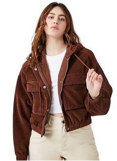 FOREVER 21 Corduroy Cropped Hoodie  - Image 1