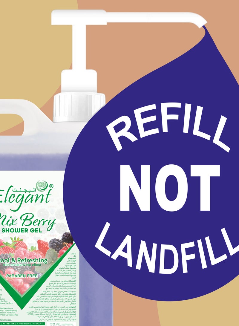 Elegant Mix Berry Shower Gel with Moisturizer 5 Liter Pack of 4 - Image 3