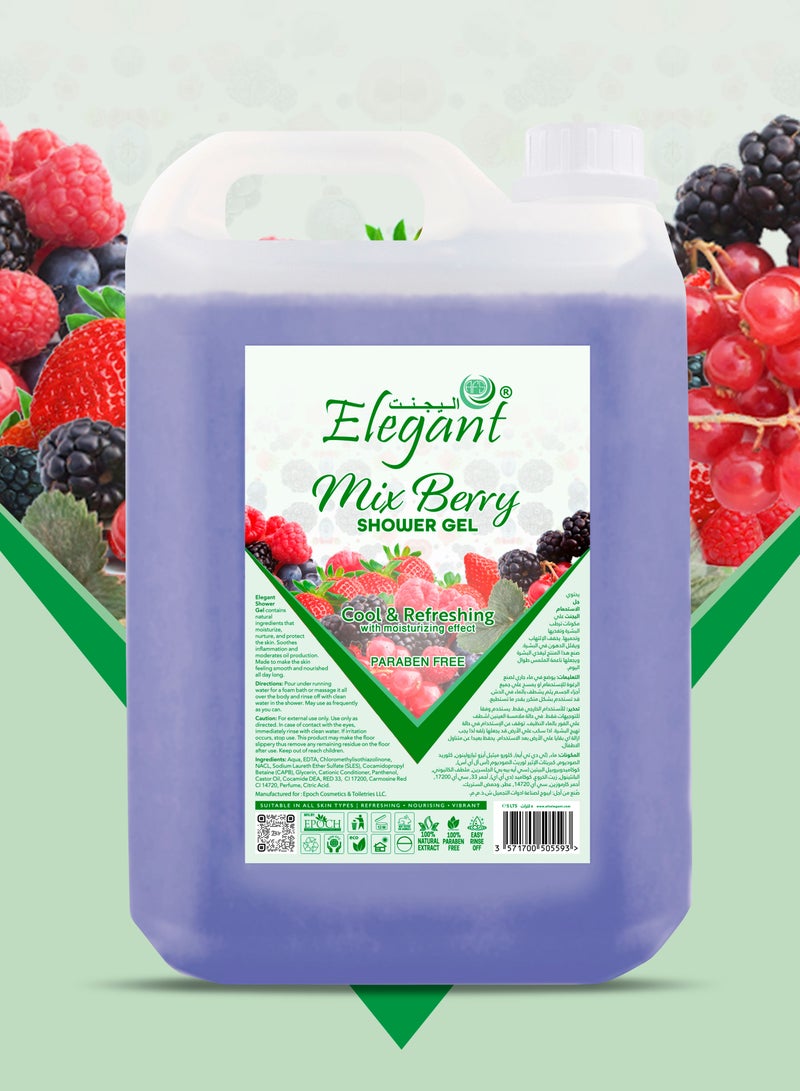 Elegant Mix Berry Shower Gel with Moisturizer 5 Liter Pack of 4 - Image 2