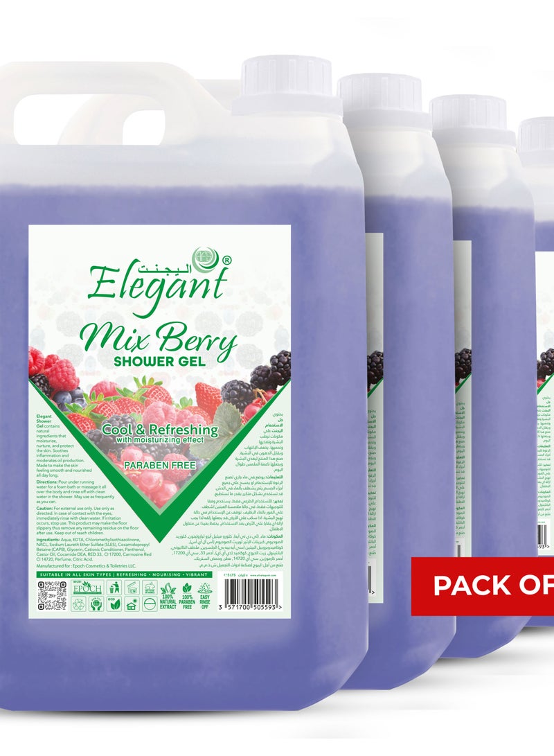 Elegant Mix Berry Shower Gel with Moisturizer 5 Liter Pack of 4 - Image 1
