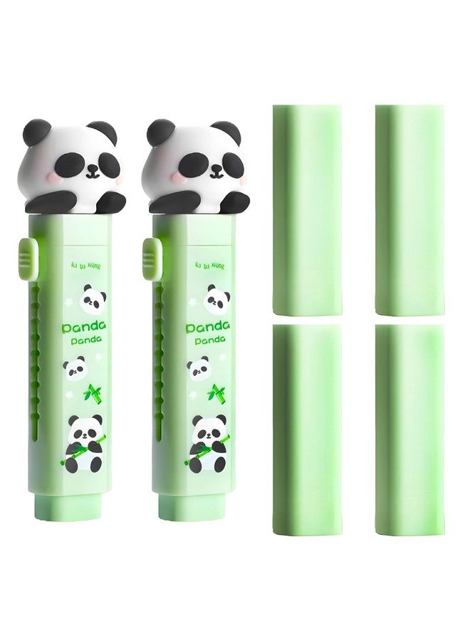 ويش كي ممحاة قلم رصاص بتصميم باندا من ويشكي للبنات والأولاد، ممحاة أنيقة للأطفال، ممحاة لطيفة قابلة للسحب مع حافظة واقية، ممحاة أنيقة لطلاب المدارس، ممحاة كبيرة (عبوة من قطعتين، أخضر) - Image 1