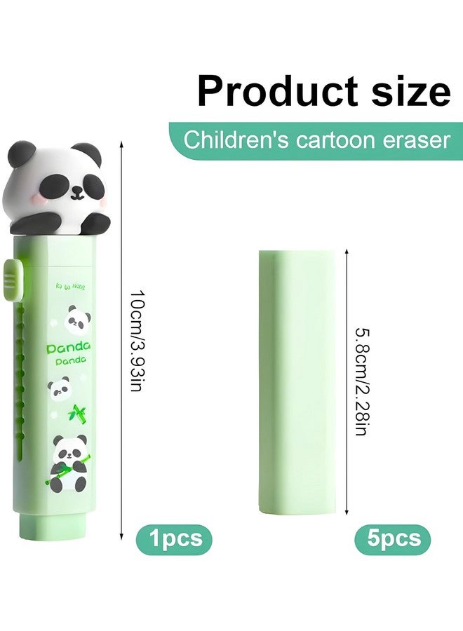 ويش كي ممحاة قلم رصاص بتصميم باندا من ويشكي للبنات والأولاد، ممحاة أنيقة للأطفال، ممحاة لطيفة قابلة للسحب مع حافظة واقية، ممحاة أنيقة لطلاب المدارس، ممحاة كبيرة (عبوة من قطعتين، أخضر) - Image 3