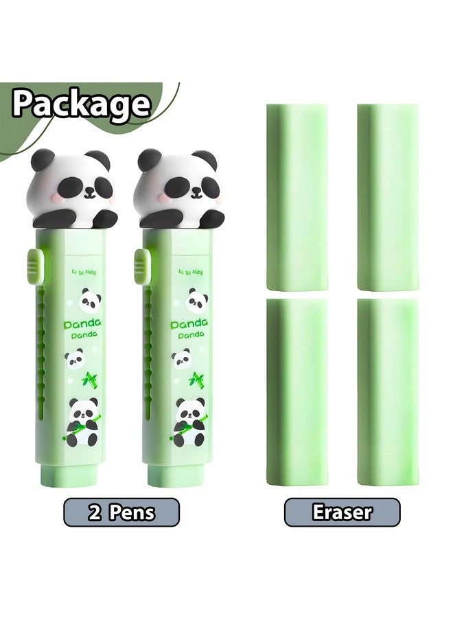 ويش كي ممحاة قلم رصاص بتصميم باندا من ويشكي للبنات والأولاد، ممحاة أنيقة للأطفال، ممحاة لطيفة قابلة للسحب مع حافظة واقية، ممحاة أنيقة لطلاب المدارس، ممحاة كبيرة (عبوة من قطعتين، أخضر) - Image 5