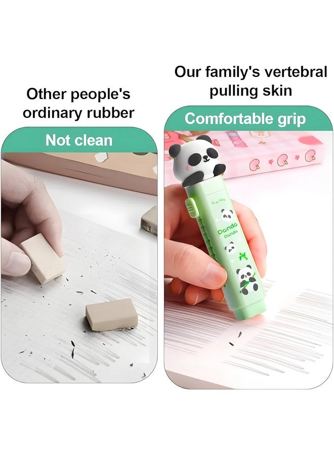 ويش كي ممحاة قلم رصاص بتصميم باندا من ويشكي للبنات والأولاد، ممحاة أنيقة للأطفال، ممحاة لطيفة قابلة للسحب مع حافظة واقية، ممحاة أنيقة لطلاب المدارس، ممحاة كبيرة (عبوة من قطعتين، أخضر) - Image 2
