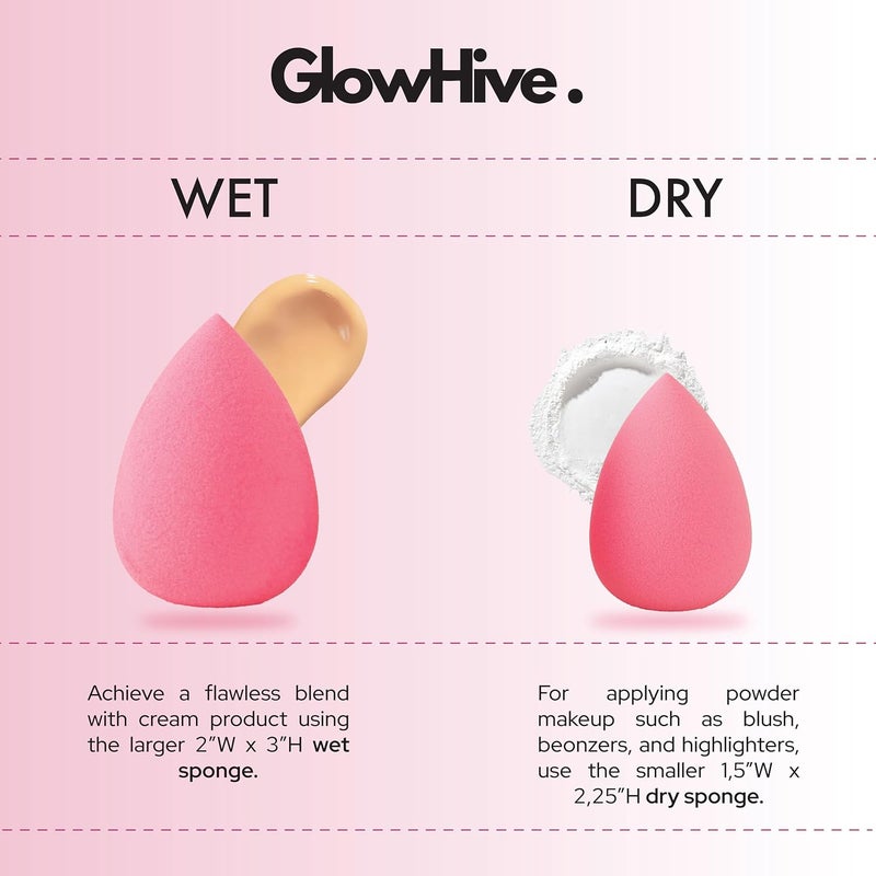 GlowHive. Beauty Makeup Blender Set - 6-Piece Latex-Free Makeup Sponge Set | Ultra-Soft, High-Definition Beauty Blenders for Foundation, Powder, Cream & Liquid | Flawless, Streak-Free Application - Image 5