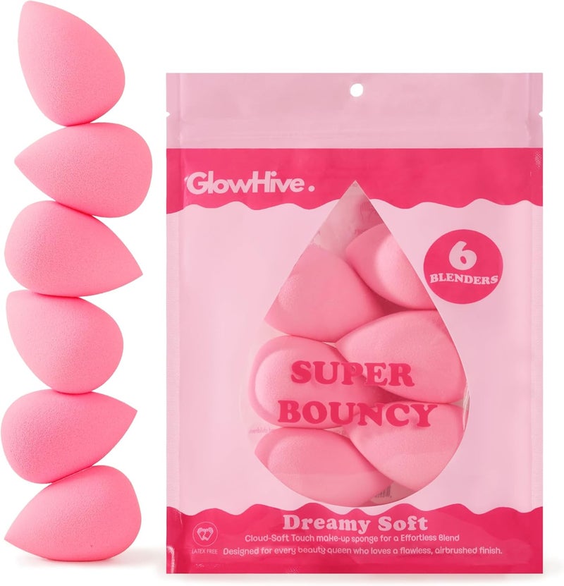 GlowHive. Beauty Makeup Blender Set - 6-Piece Latex-Free Makeup Sponge Set | Ultra-Soft, High-Definition Beauty Blenders for Foundation, Powder, Cream & Liquid | Flawless, Streak-Free Application - Image 1