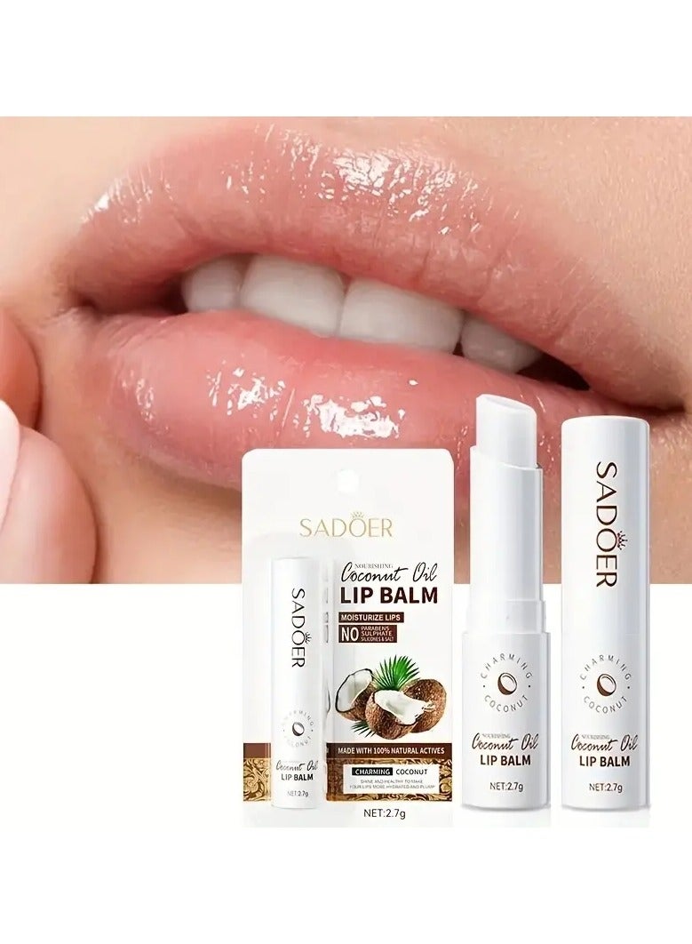 SADOER Coconut Lip Balm Lasting Nourishment and Moisture for Men and Women  Daily Care Lip Balm - Image 1