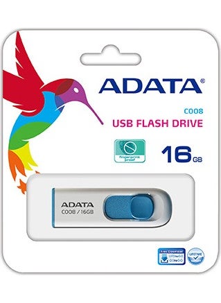 ADATA - C008 16 GB USB Memory Stick White - Blue - Image 1