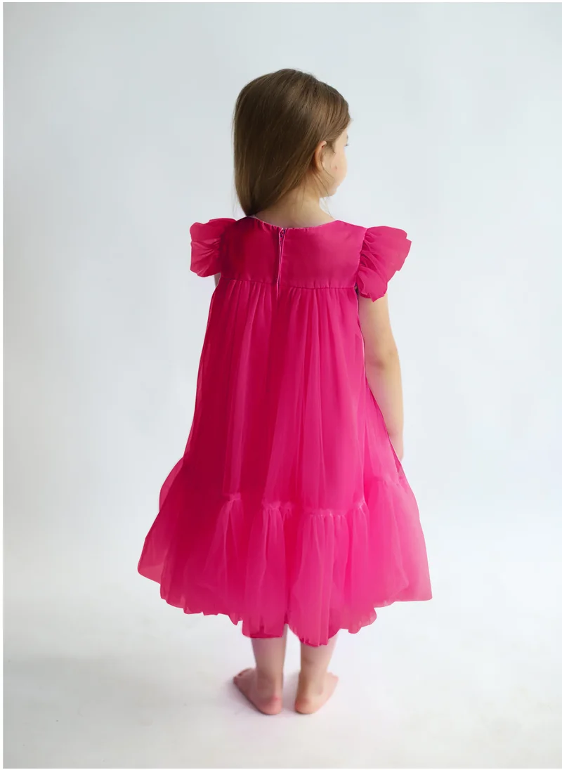 دىدانيالا D' Daniela - Pleated Semi Casual Dress Dark Rose