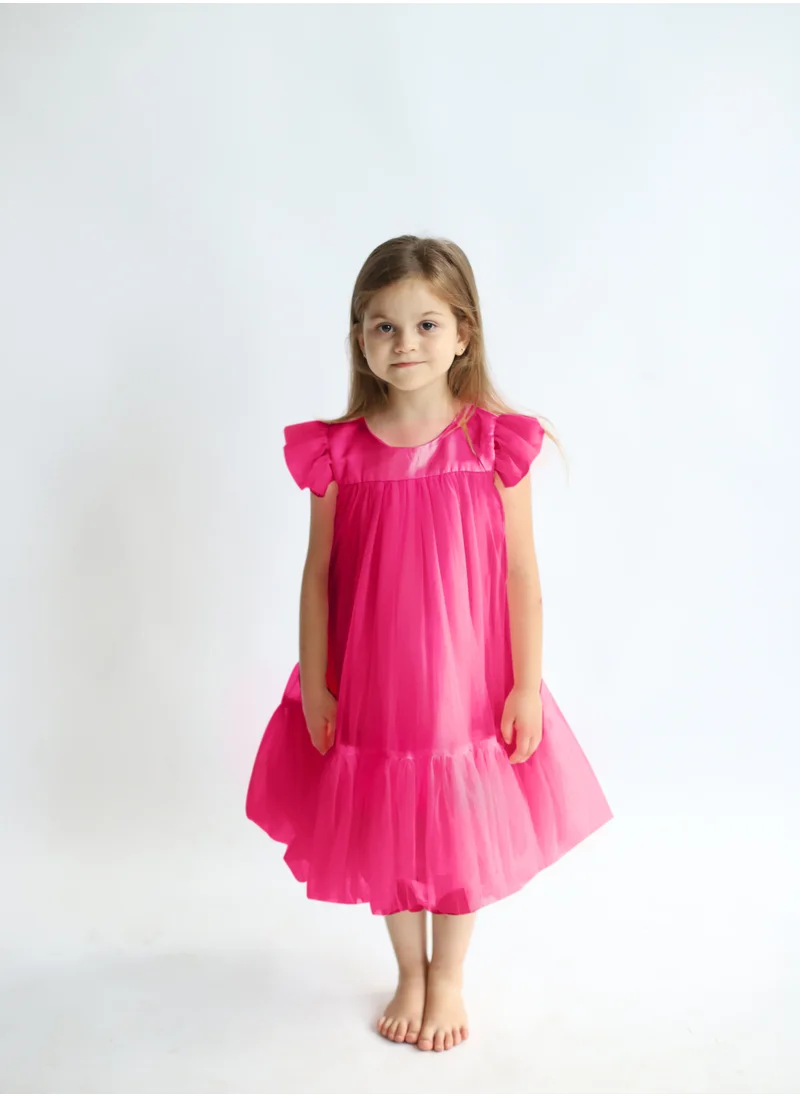 دىدانيالا D' Daniela - Pleated Semi Casual Dress Dark Rose