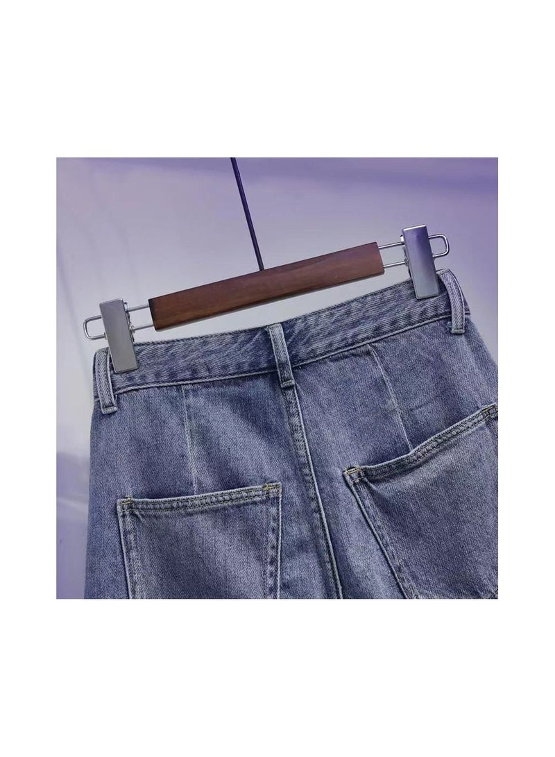 1-Piece Ladies and Girls Short Jeans,Summer Thin Trendy Loose Fitting Womens Denim Shorts,Casual and Versatile Girls Jeans Shorts,Colour Light Blue,Size S - Image 4