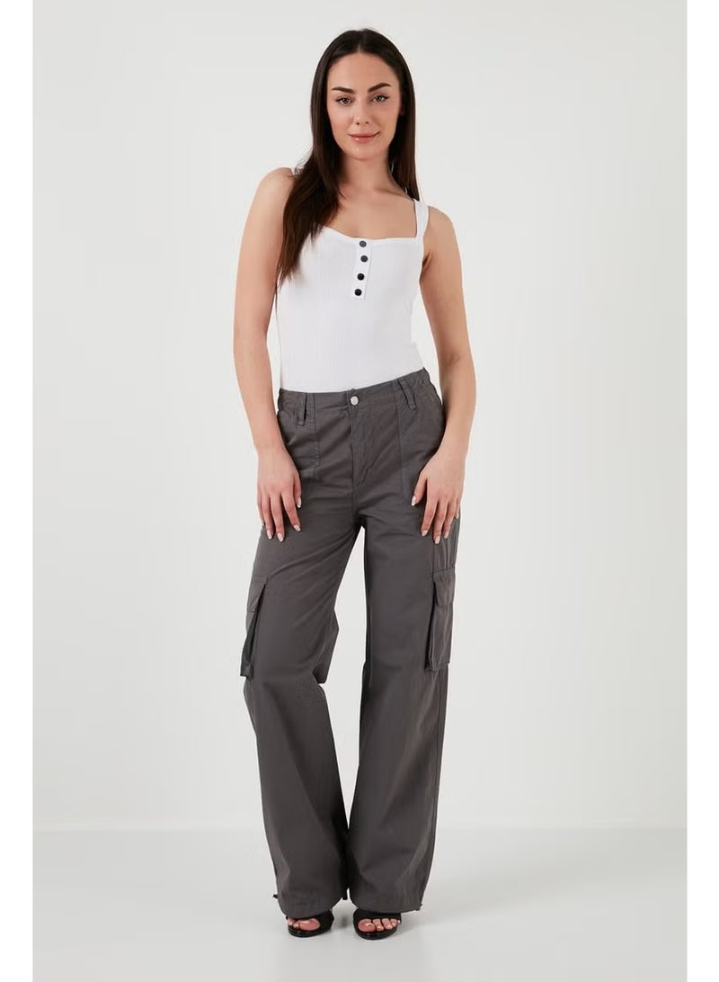 Lela Cotton High Waist Wide Leg Cargo Pants Women's Trousers 668YP50022S4 - Image 2