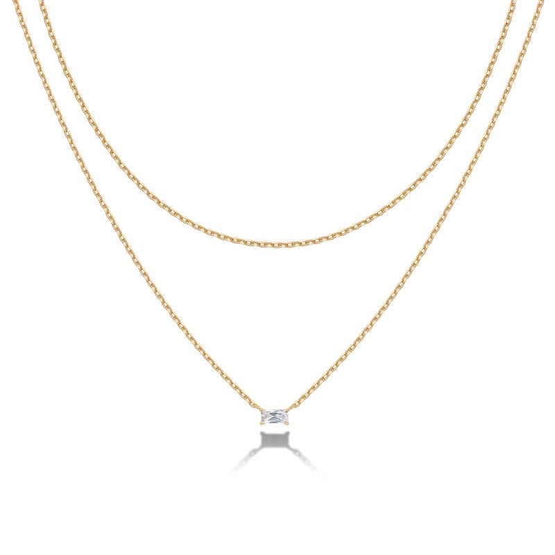 PAVOI قلادة باندنت بافوي بطبقة من الذهب عيار 14 قيراط | قلادات طبقية للنساء | تصميم باندنت دقيق وبسيط (مطلي باللون الأصفر) - Image 1