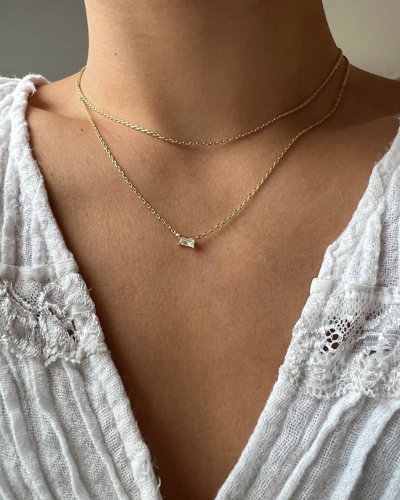 PAVOI قلادة باندنت بافوي بطبقة من الذهب عيار 14 قيراط | قلادات طبقية للنساء | تصميم باندنت دقيق وبسيط (مطلي باللون الأصفر) - Image 5