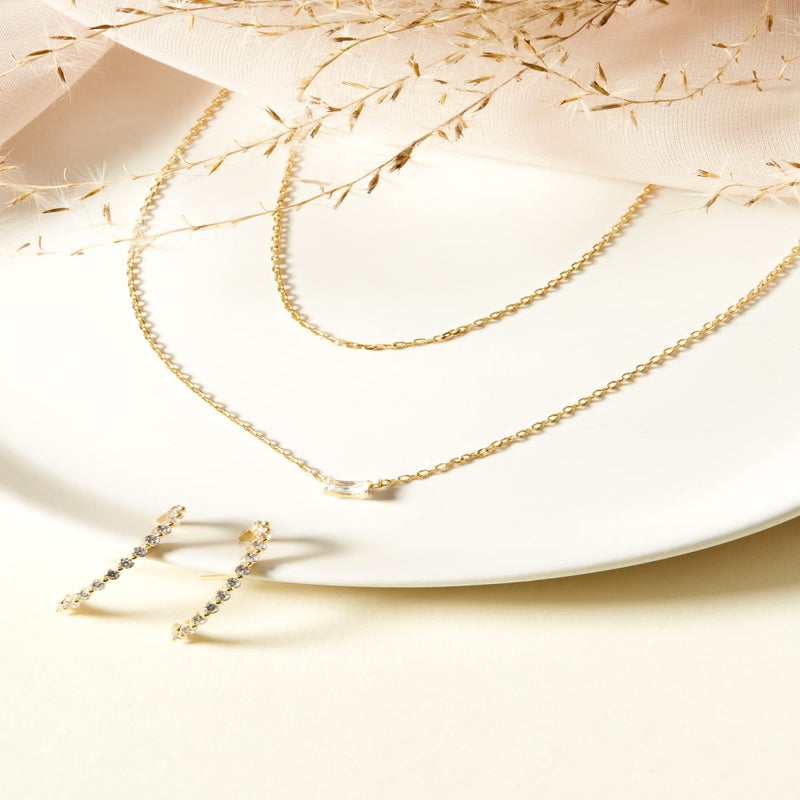 PAVOI قلادة باندنت بافوي بطبقة من الذهب عيار 14 قيراط | قلادات طبقية للنساء | تصميم باندنت دقيق وبسيط (مطلي باللون الأصفر) - Image 3