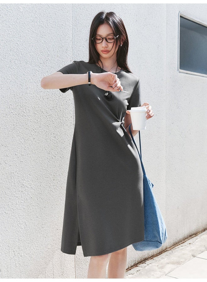 سيمير فستان غير متماثل الطول بتطريز صغير للنساء - Image 1