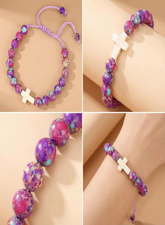 Krfapt Easter Basket Stuffers for Teen Girls - Trendy Easter Bracelets Religious Cross Beaded Jewelry, Christian Gifts for Daughter Granddaughter, Adjustable Bracelet for Baptism Communion Confirmation - Image 5
