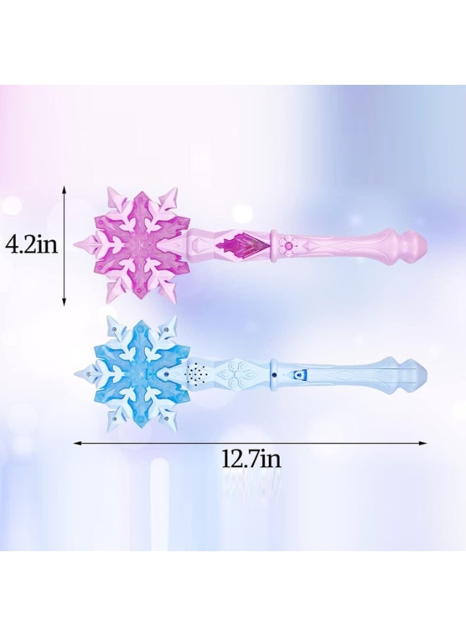 Light Up Frozen Snowflake Wand with Sound(Motion Sensitive) Magic Toy for Kids Girls Princess Party Favors Costume Cosplay Accessories 2 Pieces Blue & Pink - Image 2