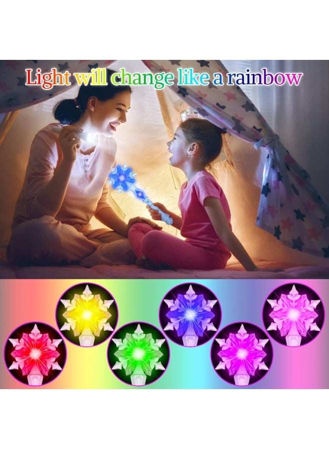 Light Up Frozen Snowflake Wand with Sound(Motion Sensitive) Magic Toy for Kids Girls Princess Party Favors Costume Cosplay Accessories 2 Pieces Blue & Pink - Image 4