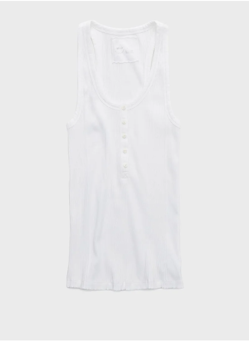 Aerie Ribbed Button Detail Tank Top