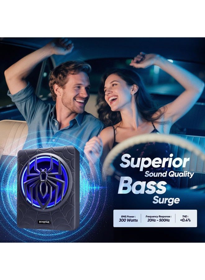 Seventour 10 1000W Slim Under Seat Powered Car Subwoofer, Car/Truck Audio Sub Built in Amplifier amp Combo, with Blue LED Light (Subwoofer + Mounting Wire Kit) - Image 4