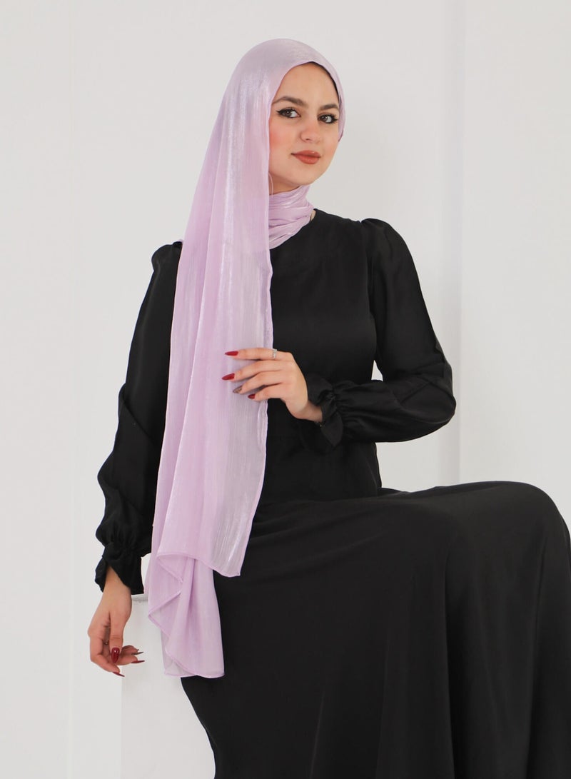 Tie Shop - Elegant Shiny Scarf - Light Purple For Women - Image 2