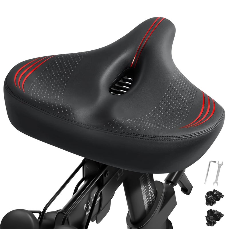 WUVOP Oversized Bike Seat Cushion for Peloton Bike & Bike+, Comfort Bicycle Seat Replacement for Men & Women, Extra Wide Bike Saddle Compatible with Peloton, Echelon, Exercise, Electric, Cruiser Bikes - Image 1