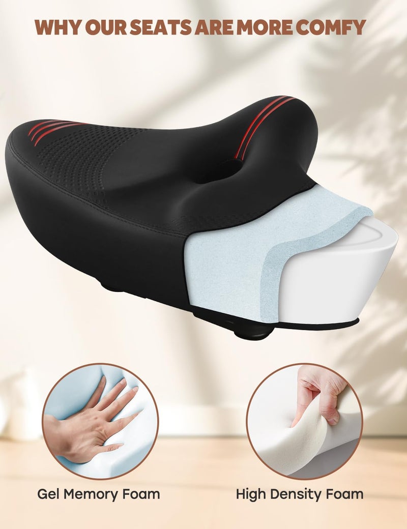 WUVOP Oversized Bike Seat Cushion for Peloton Bike & Bike+, Comfort Bicycle Seat Replacement for Men & Women, Extra Wide Bike Saddle Compatible with Peloton, Echelon, Exercise, Electric, Cruiser Bikes - Image 5