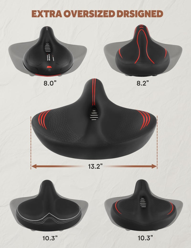 WUVOP Oversized Bike Seat Cushion for Peloton Bike & Bike+, Comfort Bicycle Seat Replacement for Men & Women, Extra Wide Bike Saddle Compatible with Peloton, Echelon, Exercise, Electric, Cruiser Bikes - Image 4