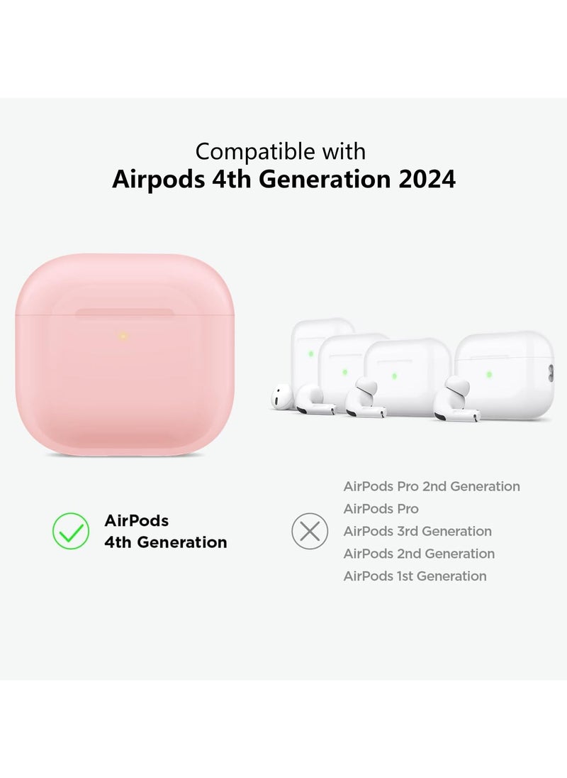 Generic - Soft TPU Case Cover for AirPods 4th Generation 2024 Highly Transparent Anti-Yellowing Compatible with AirPods 4 Case with Round Buckle (Clear Pink) - Image 1