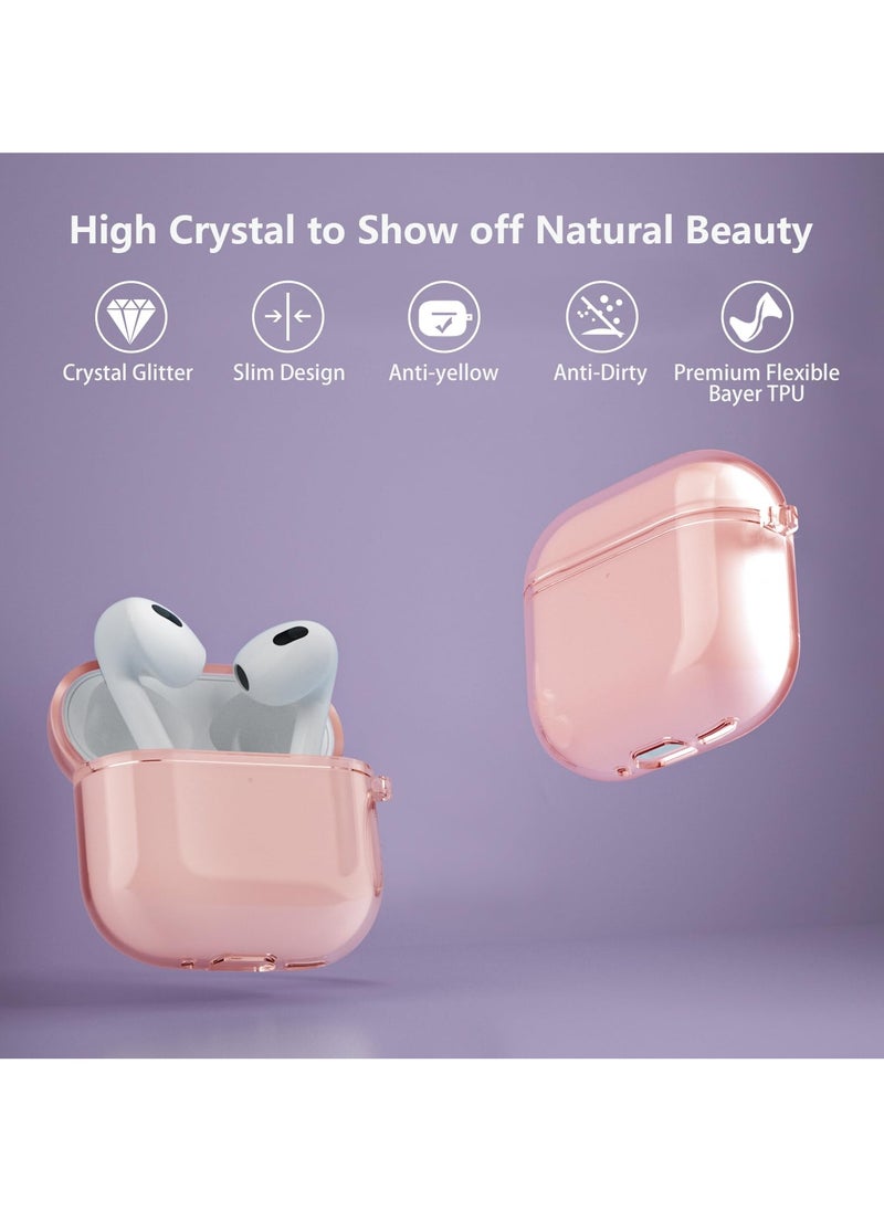 Generic - Soft TPU Case Cover for AirPods 4th Generation 2024 Highly Transparent Anti-Yellowing Compatible with AirPods 4 Case with Round Buckle (Clear Pink) - Image 1