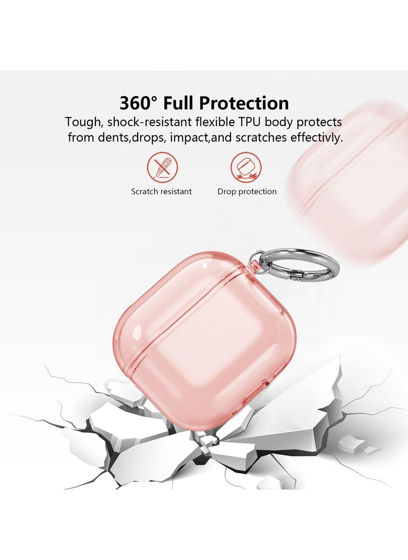 Generic - Soft TPU Case Cover for AirPods 4th Generation 2024 Highly Transparent Anti-Yellowing Compatible with AirPods 4 Case with Round Buckle (Clear Pink) - Image 1