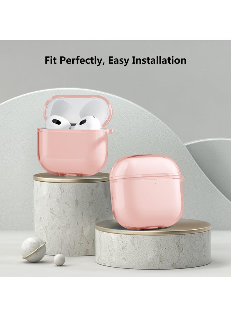 Generic - Soft TPU Case Cover for AirPods 4th Generation 2024 Highly Transparent Anti-Yellowing Compatible with AirPods 4 Case with Round Buckle (Clear Pink) - Image 1