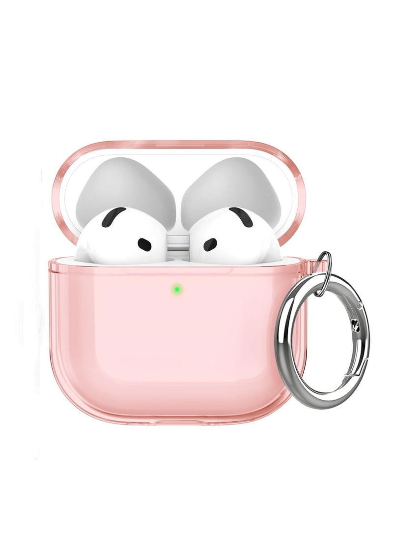 Generic - Soft TPU Case Cover for AirPods 4th Generation 2024 Highly Transparent Anti-Yellowing Compatible with AirPods 4 Case with Round Buckle (Clear Pink) - Image 1