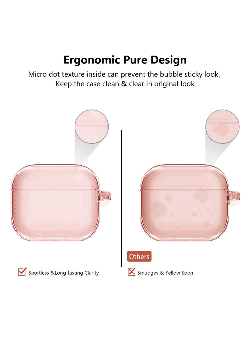 Generic - Soft TPU Case Cover for AirPods 4th Generation 2024 Highly Transparent Anti-Yellowing Compatible with AirPods 4 Case with Round Buckle (Clear Pink) - Image 1