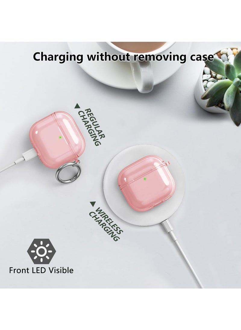 Generic - Soft TPU Case Cover for AirPods 4th Generation 2024 Highly Transparent Anti-Yellowing Compatible with AirPods 4 Case with Round Buckle (Clear Pink) - Image 1